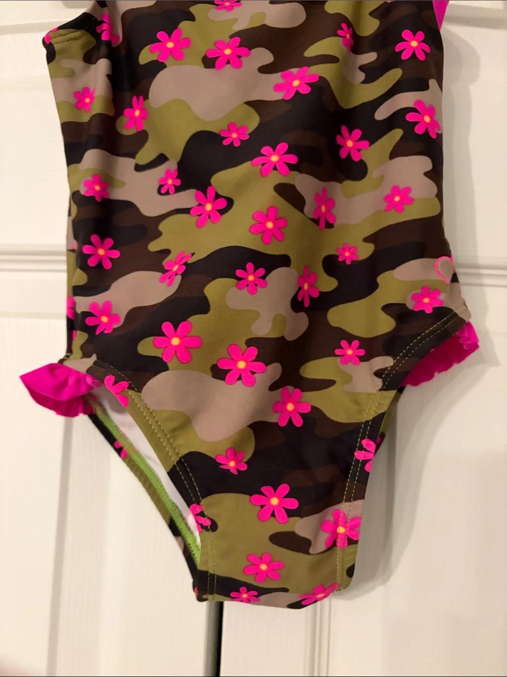 OP Girls' One-Shoulder Camo Floral One-Piece Swimsuit - Pink Size 24 Months EUC